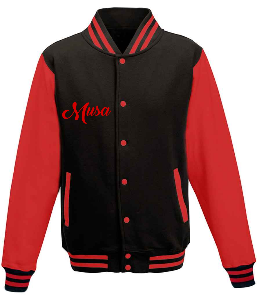 Dusky Black & Red Varsity Jacket