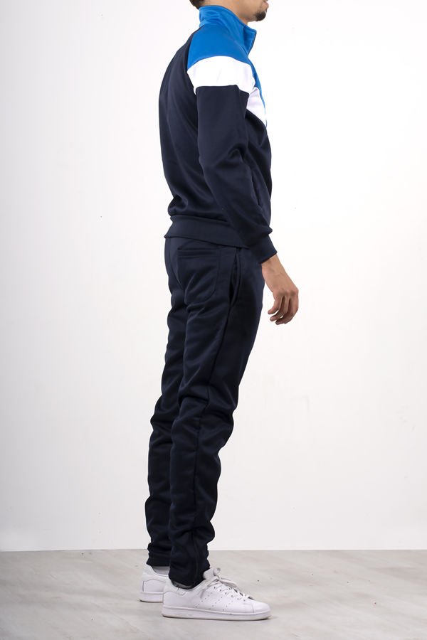 Men's Navy Blue and White Funnel Full Tracksuit