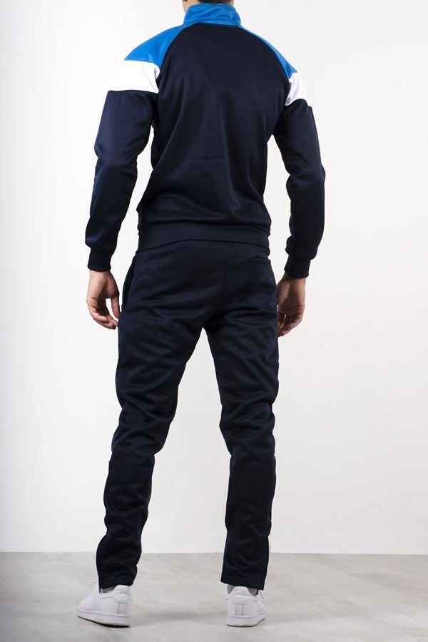 Men's Navy Blue and White Funnel Full Tracksuit
