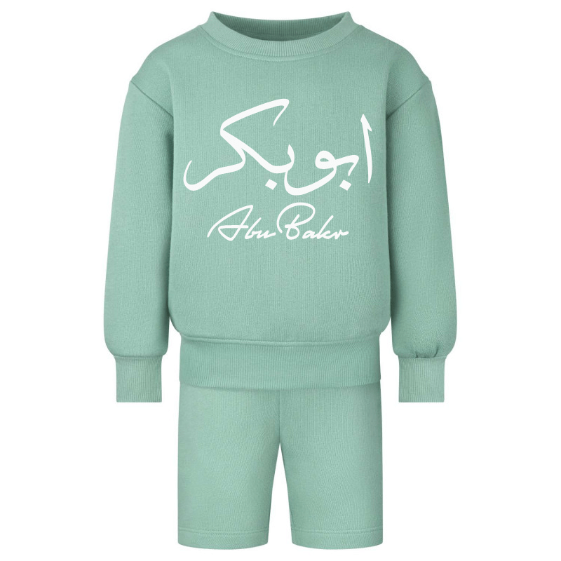 Shirts & Tops Mini Green Sweatshirt & Shorts Set