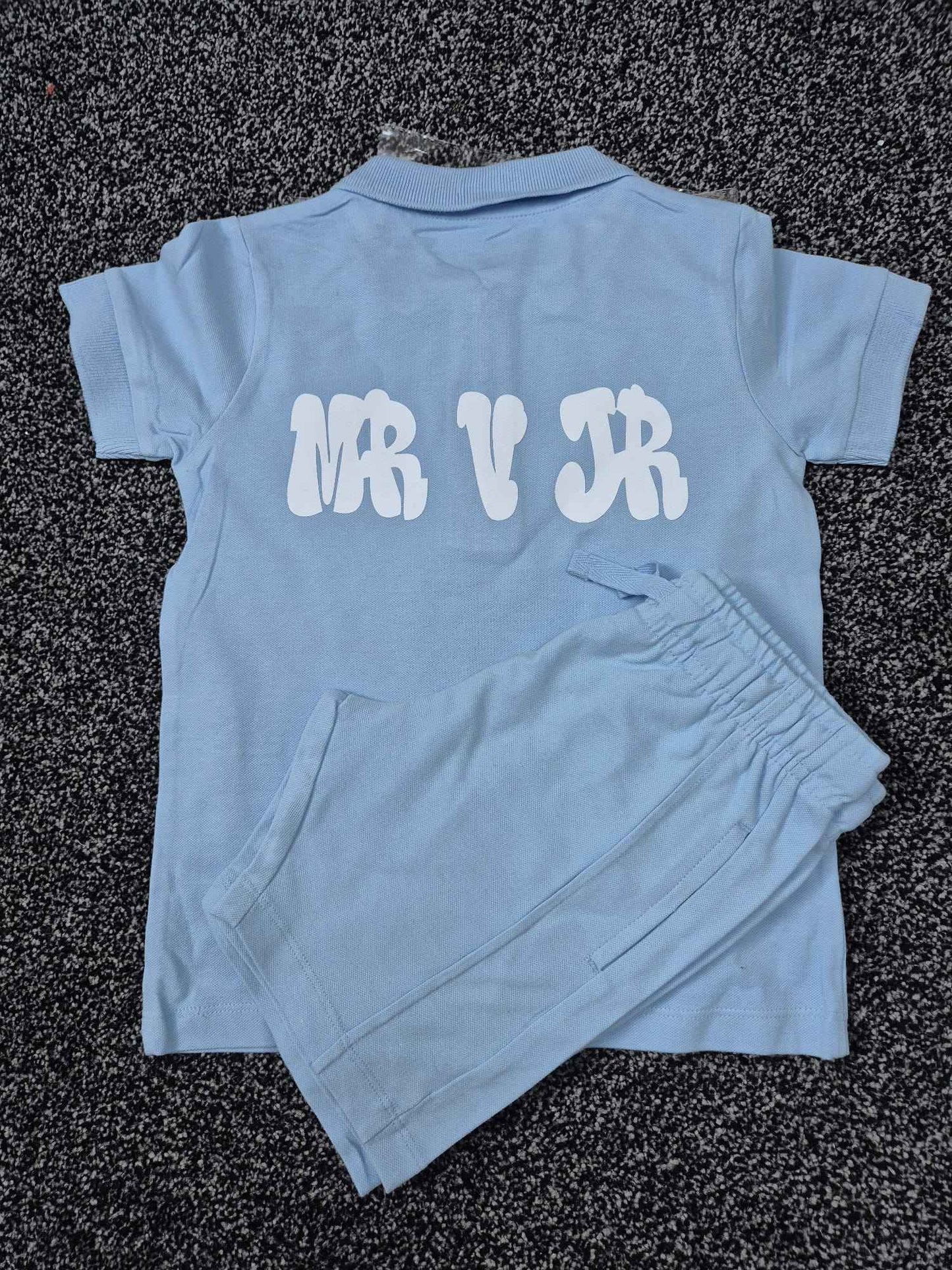 Shirts & Tops Mini Sky Blue Zip Polo Shirt & Shorts Set