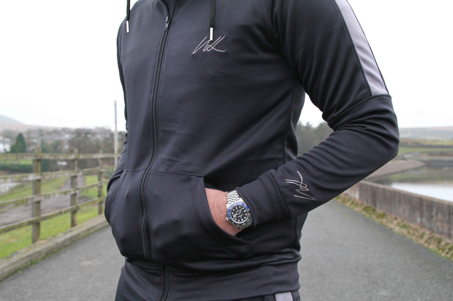Tracksuit Onyx Black Stripe Hoodie