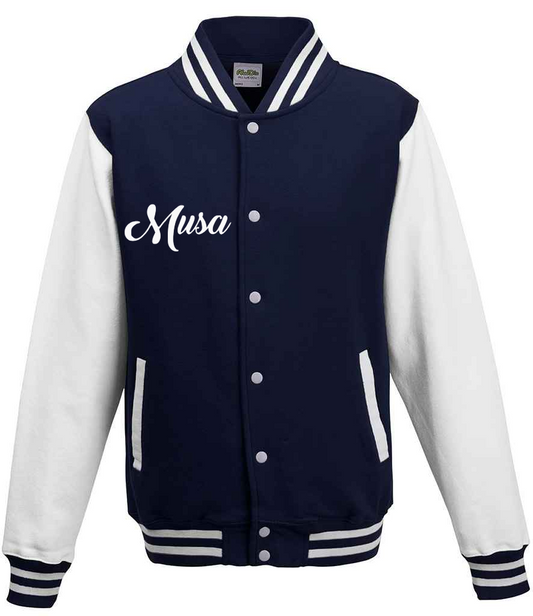 Navy Blue & White Varsity Jacket