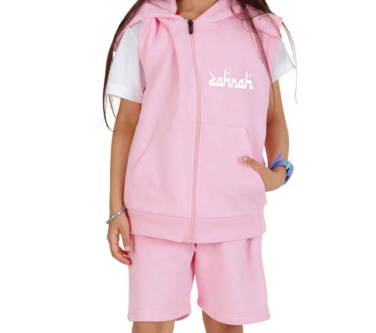 Mini Pink Gilet & Shorts Set