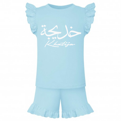 Girls Sky Blue Anglaise Set