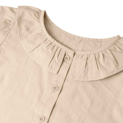 Shirts & Tops Girls Beige Linen Style T-shirt & Shorts Set