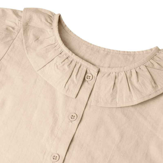 Shirts & Tops Girls Beige Linen Style T-shirt & Shorts Set
