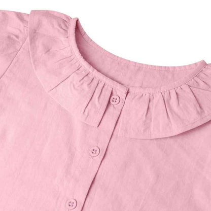 Shirts & Tops Girls Pastel Pink Linen Style T-shirt & Shorts Set