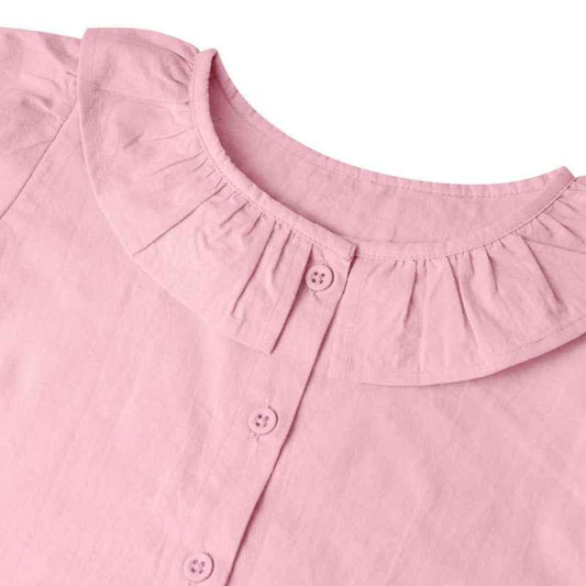Shirts & Tops Girls Pastel Pink Linen Style T-shirt & Shorts Set