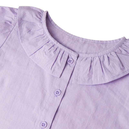 Shirts & Tops Girls Pastel Purple Linen Style T-shirt & Shorts Set