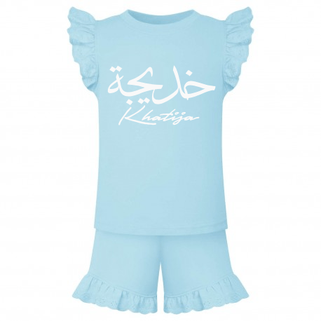 Shirts & Tops Girls Sky Blue Anglaise Set