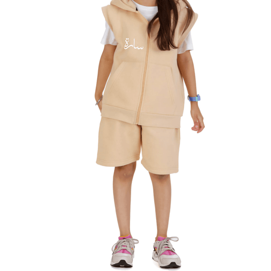 Shirts & Tops Mini Beige Gilet & Shorts Set