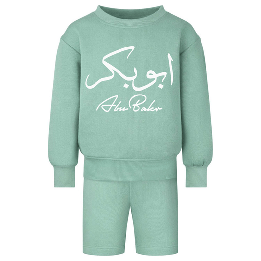 Shirts & Tops Mini Green Sweatshirt & Shorts Set