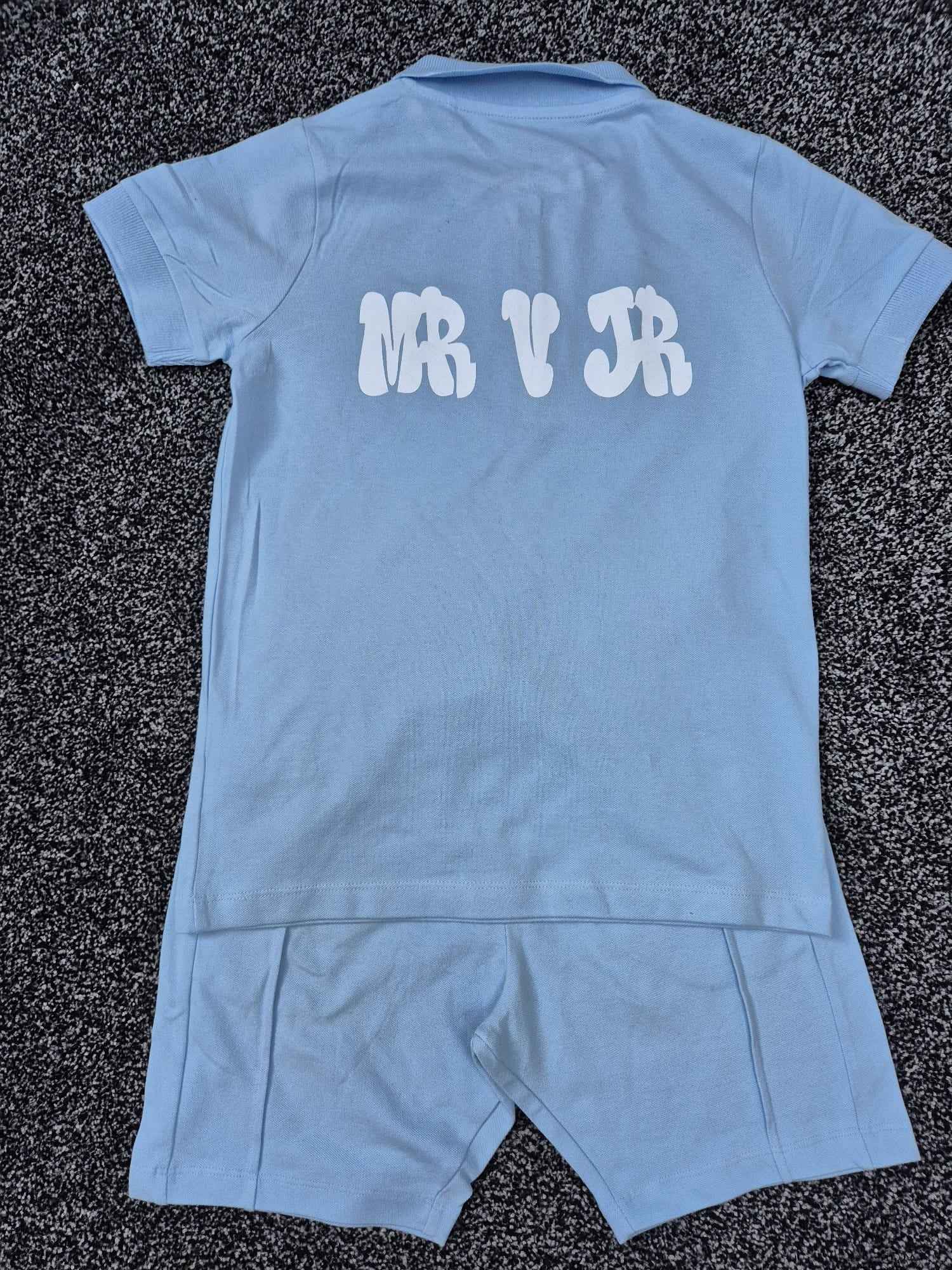 Shirts & Tops Mini Sky Blue Zip Polo Shirt & Shorts Set