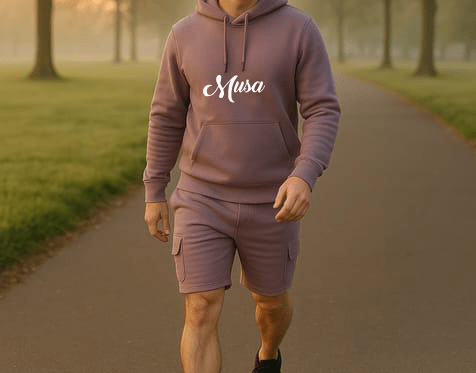 Tracksuit Orchid Purple Hoodie & Cargo Shorts Set